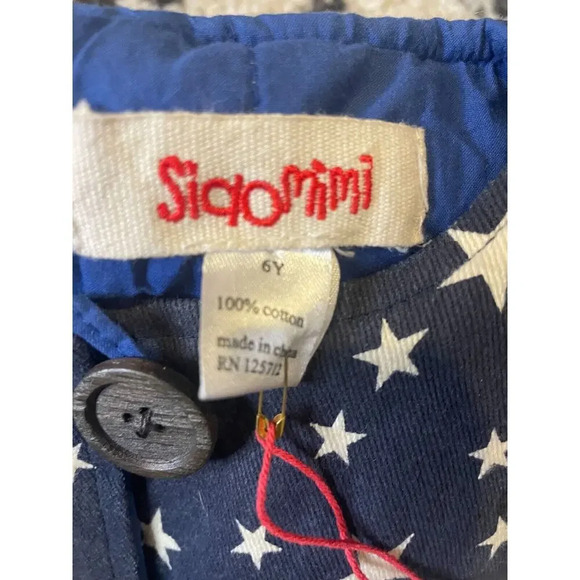 Siaomimi Girls Coat A Line Blue Stars Long Sleeve 2 Button Front Size 6Y NWT - Picture 7 of 10
